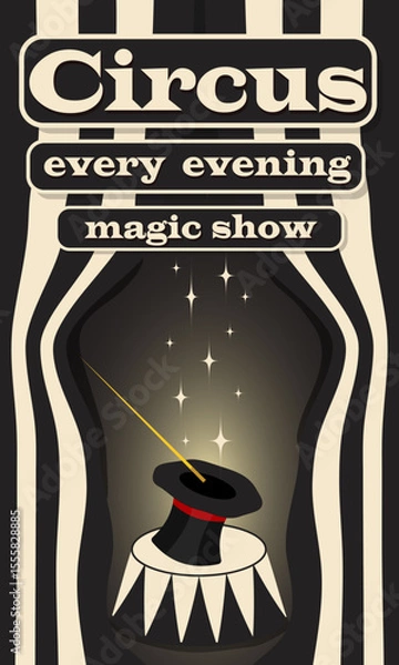Fototapeta The circus poster invites you to a mysterious magical performance every evening
