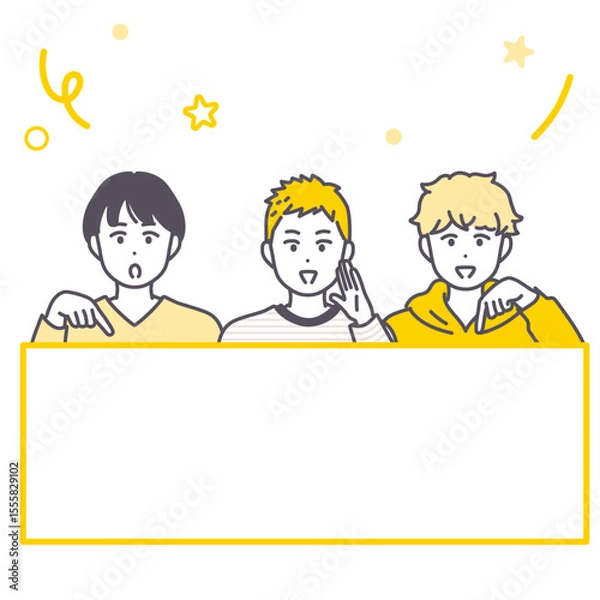 Fototapeta 若い男性がお知らせしているイラスト素材