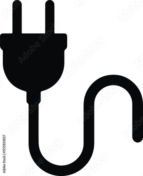 Obraz Silhouette electrical plug simple black icon Vector illustration