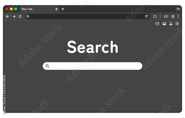 Fototapeta PCウィンドウ　ブラウザ 　タブ　検索エンジン ダークUI　MacOS　Chrome風 (.PNG)