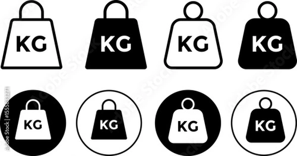 Fototapeta Weight heavy kg icon set. Heavy weight measurement icons. shipping and load indication sign. Equipment indicator in physical training
