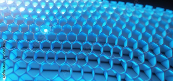 Fototapeta Abstract background hexagon pattern with glowing lights - Generative Ai