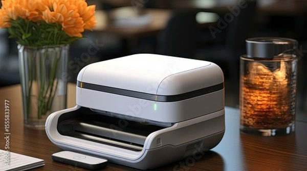 Fototapeta Modern Portable Receipt Printer, Business Setting, Ultra-Detailed Render