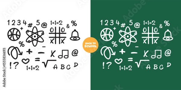 Fototapeta Collection of icon elements for back to school themed school doodles
