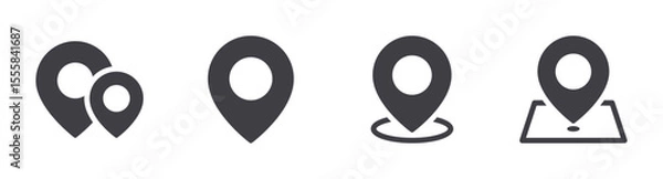 Fototapeta Map pin icons set. Solid web icons. Vector illustration