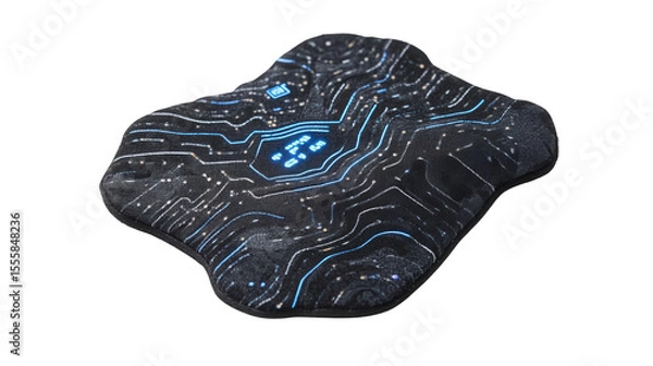 Fototapeta Smart textile patch with sensors, Transparent background, PNG file