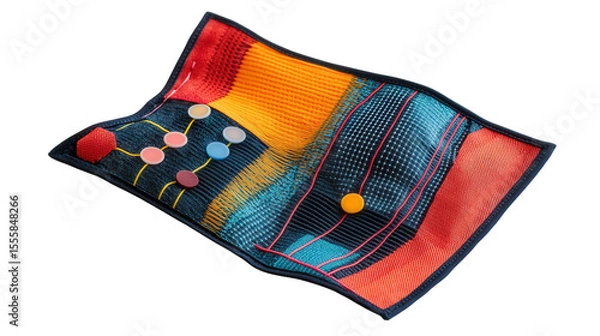 Fototapeta Smart textile patch with sensors, Transparent background, PNG file