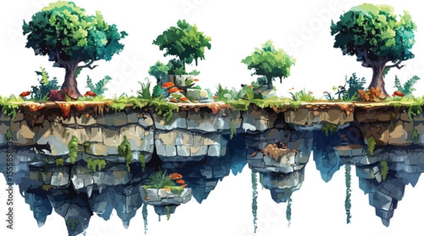 Fototapeta  2D Game Forest Platform Background