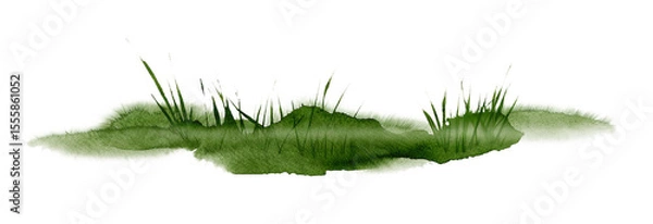 Obraz Watercolor grass patch on transparent background.