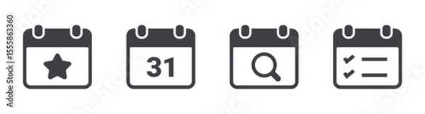 Fototapeta Date icons set. Solid web icons. Vector illustration