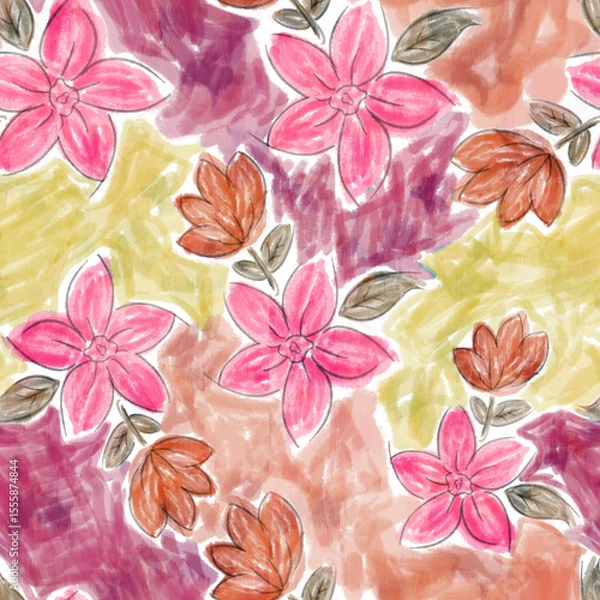 Fototapeta seamless background with flowers