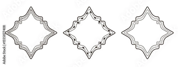 Fototapeta Set beautiful Eslimi Tazhib art design. Vector collection Iranian art design ideal for Text Box template design. Oriental floral area for Text. EPS 10