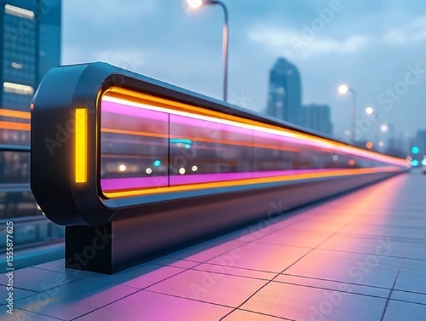 Obraz A stylish network bridge glowing under warm ambient lighting