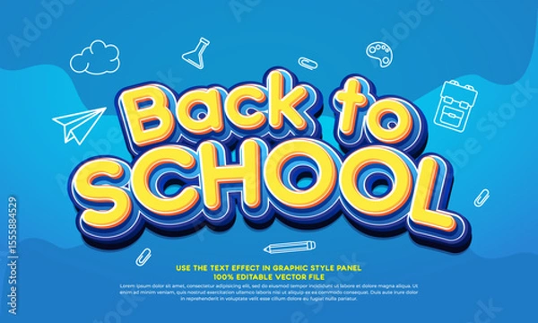 Fototapeta Back to school with editable text effects, back to school vector banner template