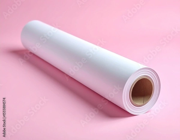 Obraz Large Roll of White Paper on Pink Background: Printing & Art Supplies