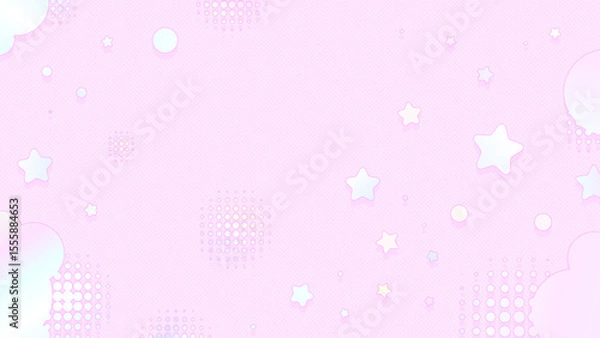 Obraz かわいい星のピンクの横長のフレーム背景