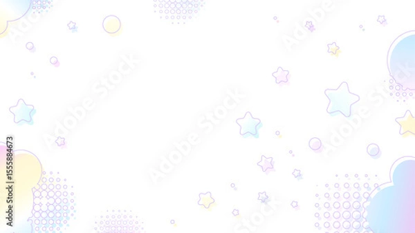 Obraz かわいい星のグラデーションの横長のフレーム背景