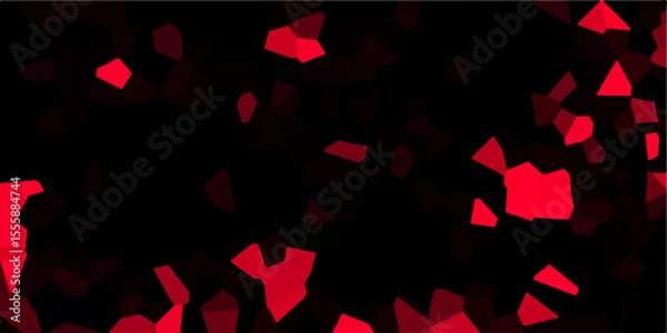 Obraz Dark red and black broken stained glass background with black lines. Voronoi diagram background. Seamless pattern with 3d shapes vector Vintage Illustration background. Geometric Retro tiles pattern