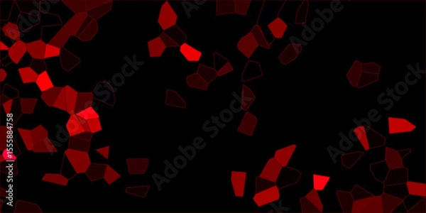 Obraz Dark red and black broken stained glass background with black lines. Voronoi diagram background. Seamless pattern with 3d shapes vector Vintage Illustration background. Geometric Retro tiles pattern