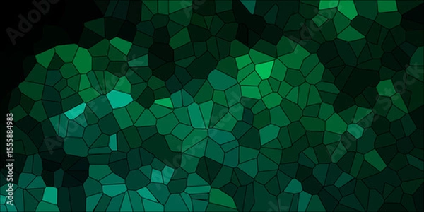 Obraz Dark green polygonal crystal Background. Hexagonal dark mosaic cement stone concrete tile wall texture background. Dark jade stone background with rock pattern, macro. Texture of abstract backdrop.