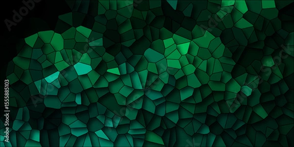 Obraz Dark green polygonal crystal Background. Hexagonal dark mosaic cement stone concrete tile wall texture background. Dark jade stone background with rock pattern, macro. Texture of abstract backdrop.