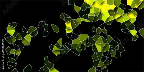 Obraz Abstract green background with arrows. Light Green vector low poly layout. Low poly crystal mosaic background. 3d Dark lemon broken stained glass. Voronoi diagram 3d shapes vector vintage background.