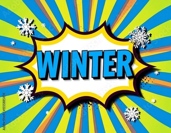 Obraz "WINTER" Comic Book Pop Art Explosion with Snowflakes