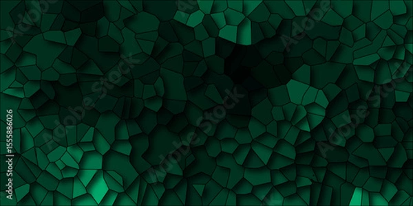 Obraz Dark green polygonal crystal Background. Hexagonal dark mosaic cement stone concrete tile wall texture background. Dark jade stone background with rock pattern, macro. Texture of abstract backdrop.