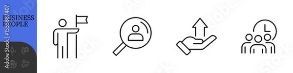 Fototapeta Business People Line Editable Icons set. Vector illustration in modern thin line style of business related icons: research, meeting, business communication, male and female avatars, team structure