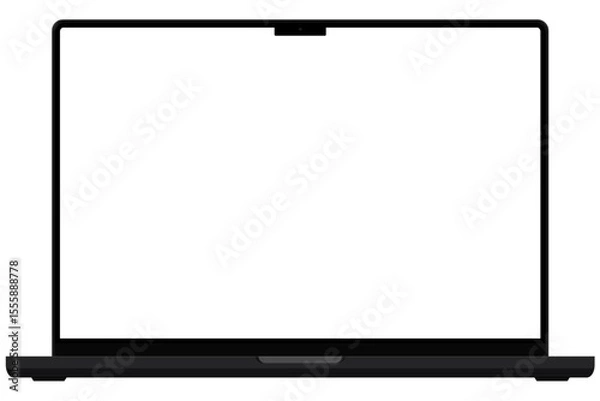 Obraz 画面が透過された正面から見たカメラ付きのノートパソコンのイラスト素材　ベクター