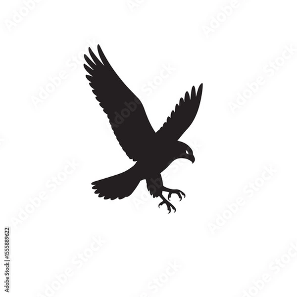 Fototapeta Flying Hawk Silhouette Attacking Prey Vector Bird Clipart Icon