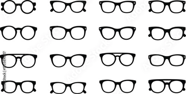 Fototapeta Eyeglass Frame Silhouettes: Diverse Styles Collection