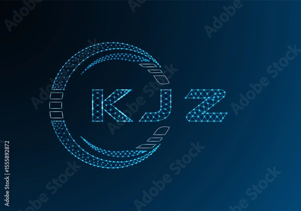 Fototapeta KJZ low poly letter logo vector design. KJZ lower poly logo design. Low poly logo.
