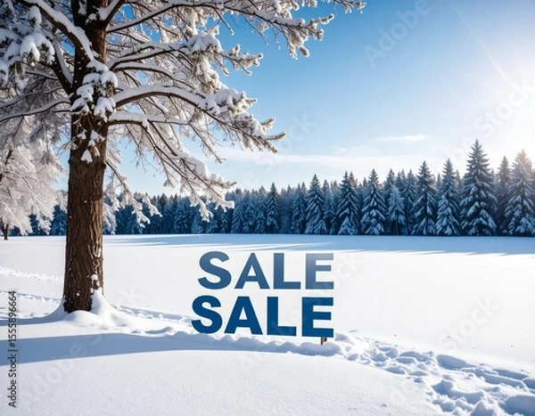 Obraz Winter Sale Landscape with Snowy Trees