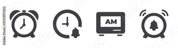 Fototapeta Alarm clock icons set. Solid web icons. Vector illustration