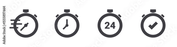 Fototapeta Stopwatch icons set. Solid web icons. Vector illustration