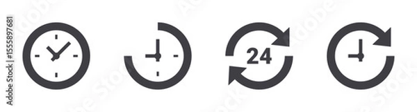 Fototapeta Time icons set. Solid web icons. Vector illustration