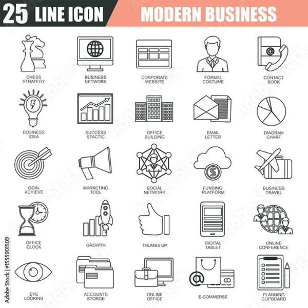 Fototapeta Versatile Icon Set – Flat, Line, and Glyph Icons for Web, App, UI, and Graphic Design

