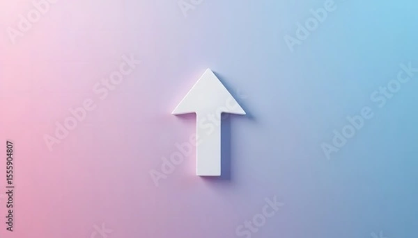 Fototapeta White Upward Arrow on Soft Pastel Gradient Background