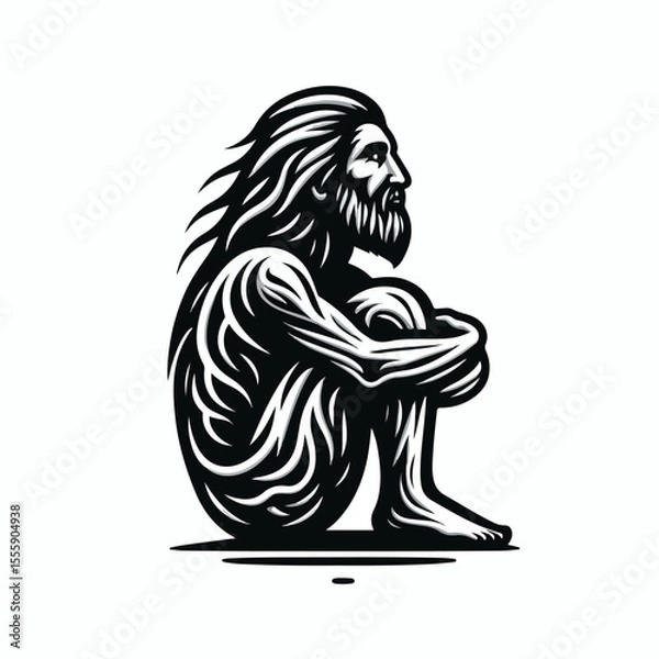 Fototapeta vector image of an ancient human on a white background