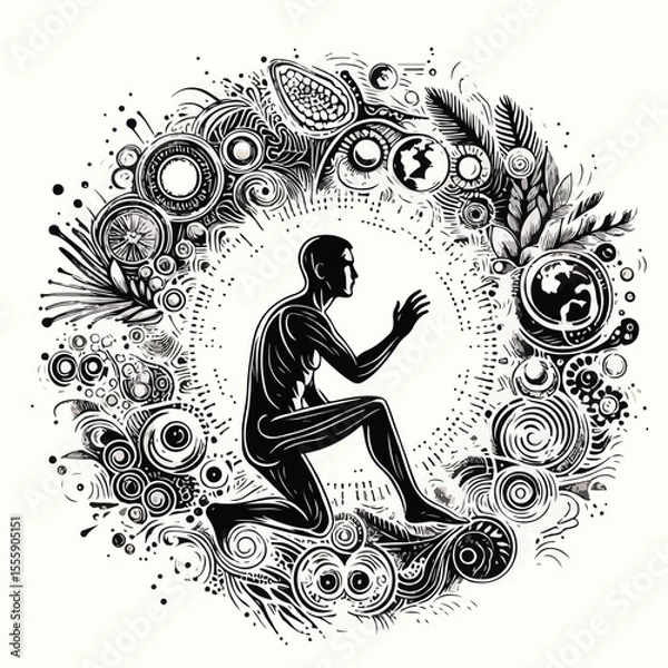 Fototapeta vector image of an ancient human on a white background