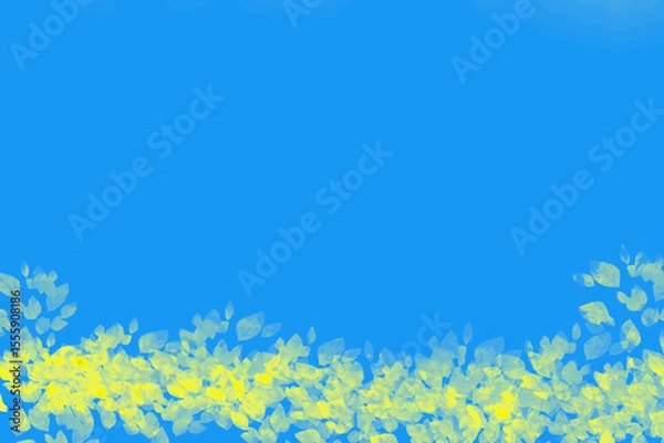 Fototapeta Colorful backdrop with abstract yellow leaf shapes at the bottom. Perfect for nature-themed or seasonal designs