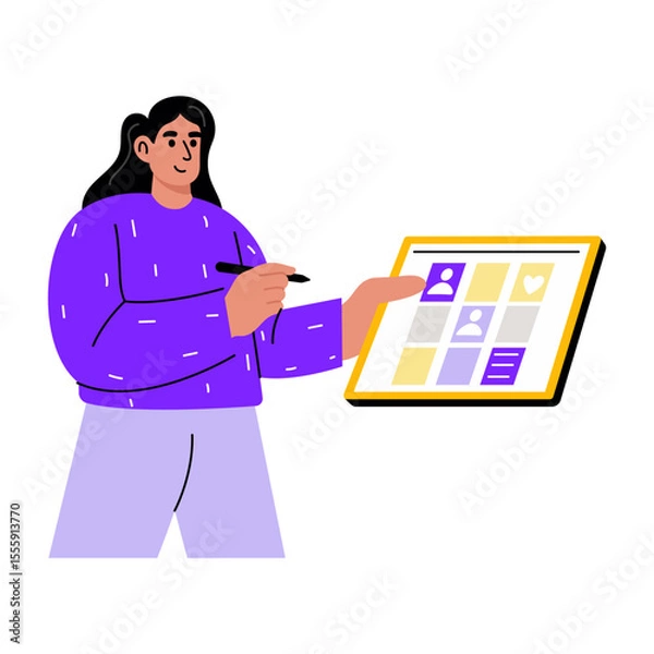 Fototapeta A flat style illustration showing a content management