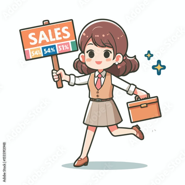 Fototapeta vector image of people doing sales promotion on plain white background