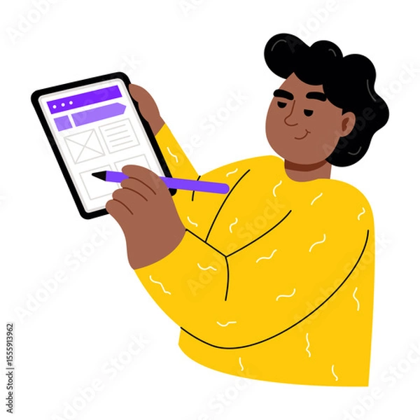 Fototapeta A flat style illustration showing an app designer