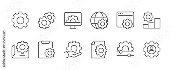 Fototapeta Setting Line Icons Set. Outline Web Icons. Editable Stroke
