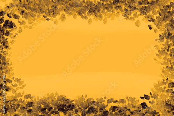 Fototapeta Autumn-themed design with dark foliage around soft orange center. Ideal for seasonal cards, flyers, and event backgrounds.