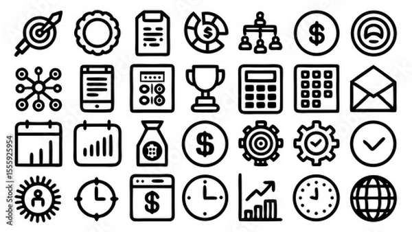 Fototapeta set of icons Modern outline icons for SEO, article writing, and online publishing.
