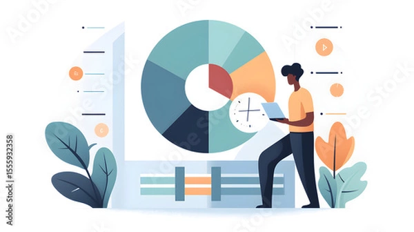 Obraz Business credit score evaluation concept. Entrepreneur reviewing financial health metrics and loan eligibility report.