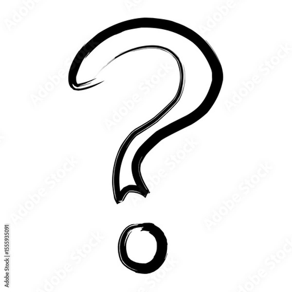 Fototapeta Hand drawn doodle style black question mark symbol with sketch pen on transparent background